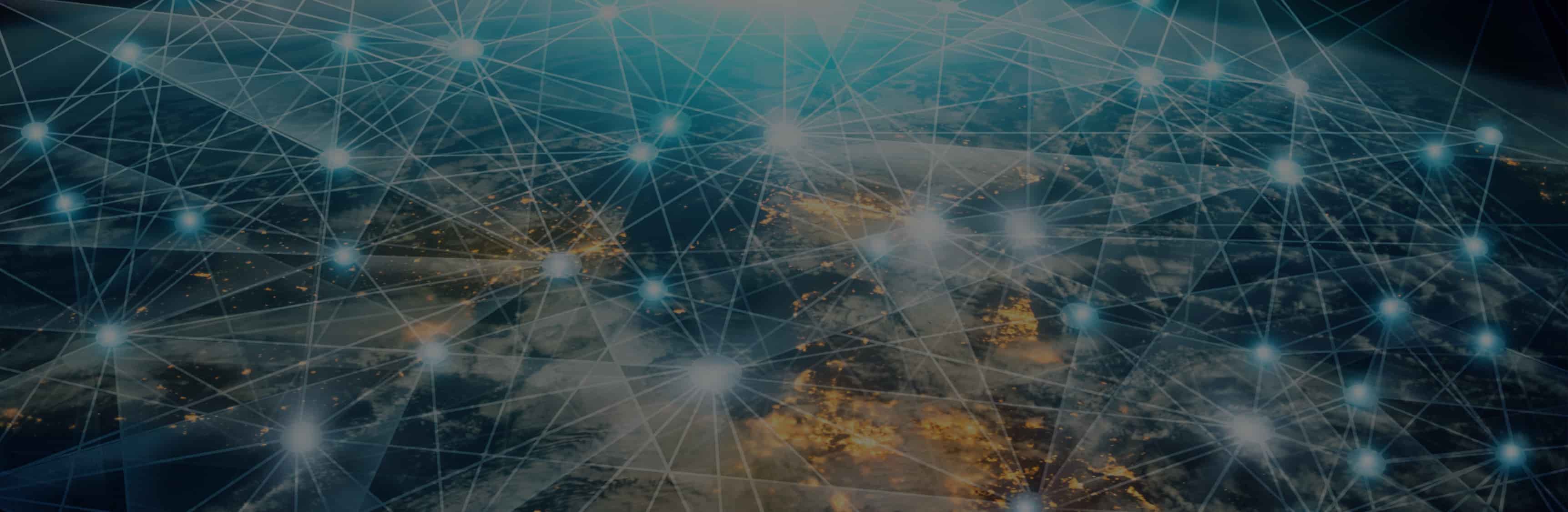 Imagen digital del mundo con conexiones de nodos