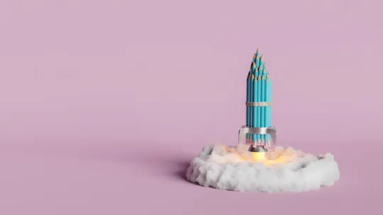 Collage lápices cohete