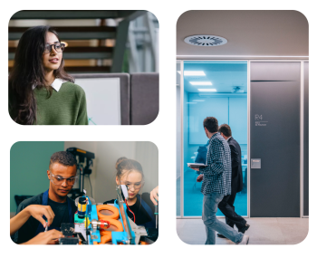 3 imagenes con escenas de estudiante en diferentes centros de Planeta Formación